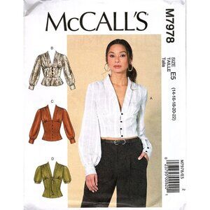 McCalls M7978 Misses 14 to 22 Easy Fitted Button Tops Uncut Sewing Pattern